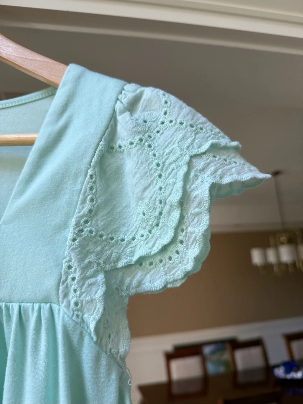 DUO of Mint Green and Magenta Square-Neck Eyelet Flutter Sleeve Tops